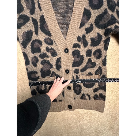 Allison Joy Leopard Print Cardigan Sweater Women's Large Button Front Cozy Knit - Picture 14 of 16